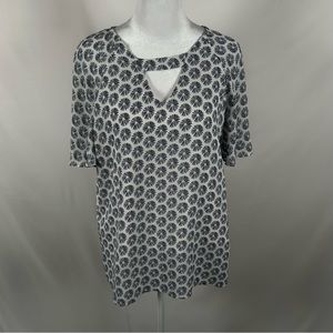 Banana Republic White Black Firework Pattern Short Sleeve